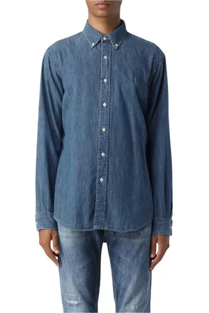 Ralph Lauren Skjorte, Herre, Blå, M, Denim, Blå Denim Langærmet Skjorte Mænd