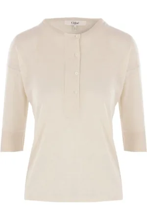 Chloé Top, Dame, , XS, Uld, Henley Top med Korte Ærmer