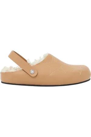 Stella McCartney Sko, Dame, Brun, 39 EU, Læder, Shearling-foret Læder Træsko med Stjernedetalje