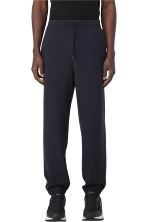 Emporio Armani Bukser, Herre, Blå, XL, Elegante Beige Joggers til Mænd