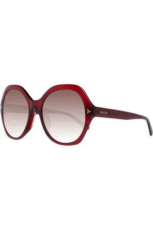 Bally Tilbehør, Dame, Rød, ONE SIZE, Uld, Røde ovale solbriller med brune linser