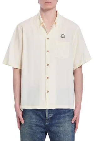 Moncler Skjorte, Herre, Hvid, M, Hvid kortærmet skjorte