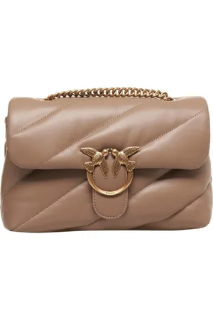 Pinko Taske, Dame, Brun, ONE SIZE, Uld, Quiltet Skuldertaske Brun Love Swallows