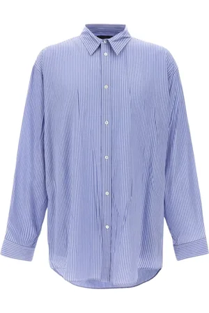Balenciaga Skjorte, Herre, Blå, S, Tyl, Blå Stribet ButtonDown Skjorte