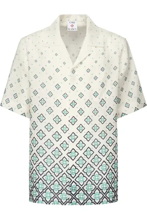 Casablanca Skjorte, Herre, Hvid, L, Silk Twill Cuban Collar Skjorter