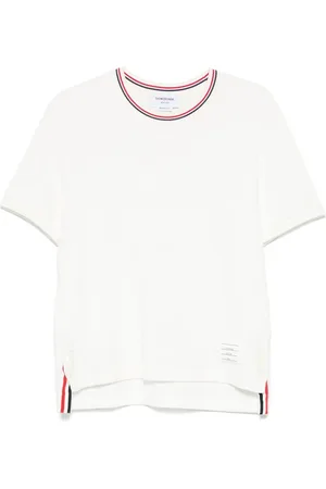 Thom Browne Top, Herre, Hvid, XL, Hvid Crew Neck Kortærmet T-shirt