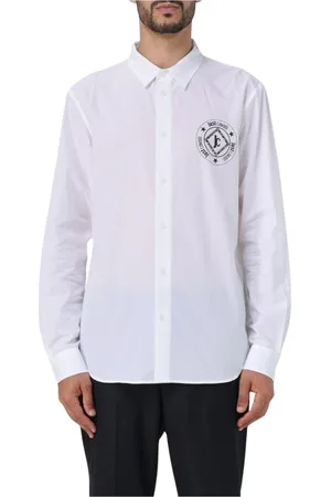 Roberto Cavalli Skjorte, Herre, Hvid, M, Bomuld, Logo Bomuldsskjorte, Klassisk Stil