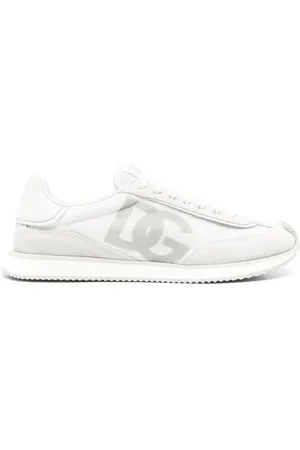 Dolce & Gabbana Sko, Herre, Grå, 41 EU, Læder, Hvide Mesh Sneakers med Ruskindspaneler