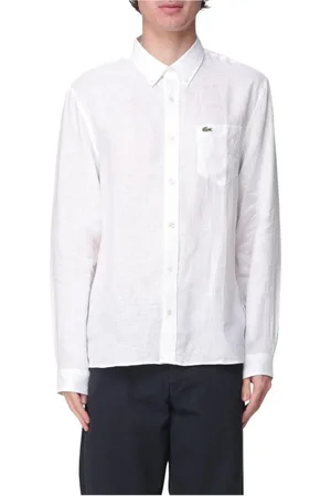 Lacoste Skjorte, Herre, Hvid, XL, Linned, Hvidt Linnedskjorte til Mænd