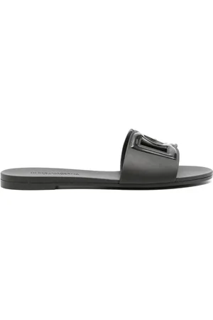 Dolce & Gabbana Sko, Dame, Sort, 35 EU, Sort Logo Præget Åben Tå Sko