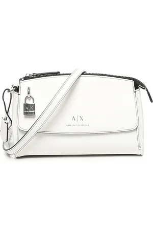 Armani Exchange Taske, Dame, Hvid, ONE SIZE, Uld, Hvid Skuldertaske med Lynlås Lukning