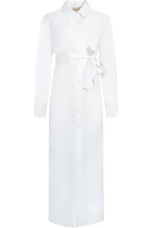 BLANCA Kjole, Dame, Hvid, M, Linned, Hvid Linned Skjortekjole Elegant Stil
