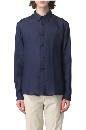 A.P.C. Skjorte, Herre, Blå, L, Linned, Klassisk Linnedskjorte Afslappet Pasform