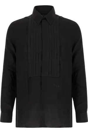 Givenchy Skjorte, Herre, Sort, M, Tyl, Silke Plisseret Front Skjorte