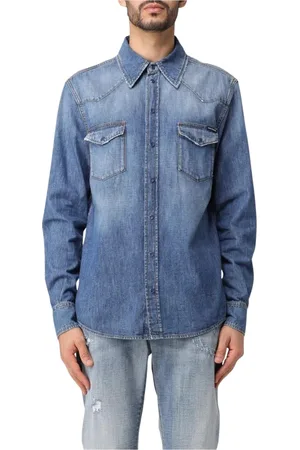 Dolce & Gabbana Skjorte, Herre, Blå, M, Denim, Klassisk Denim Skjorte Langærmet