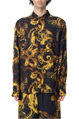 VERSACE Skjorte, Herre, Flerfarvet, 2XL, Uld, Barok Print Skjorte til Mænd