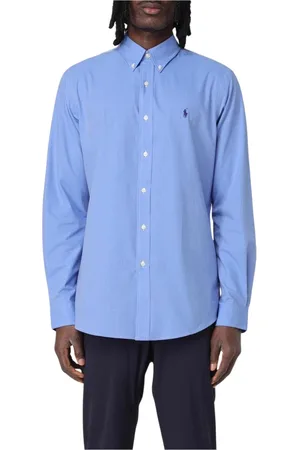 Ralph Lauren Skjorte, Herre, Blå, M, Bomuld, Hvid Klassisk Oxford Skjorte Mænd