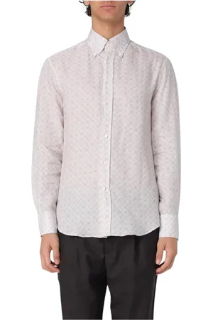 Brunello Cucinelli Skjorte, Herre, , S, Linned, Hvid Linnedskjorte Slim Fit