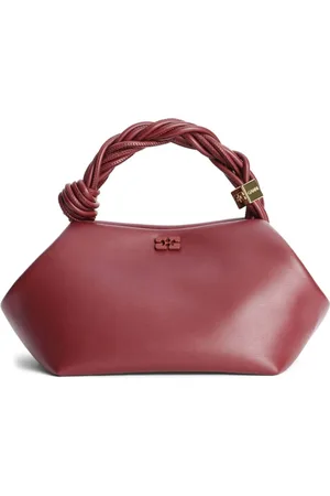 Ganni Taske, Dame, Rød, ONE SIZE, Uld, Burgundy Læder Skuldertaske med Logo