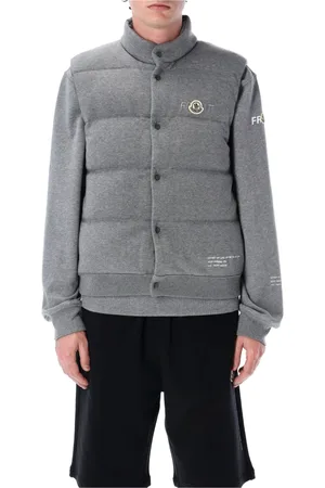 Moncler Jakke, Herre, Grå, L, Bomuld, Dunvest med trykknaplukning