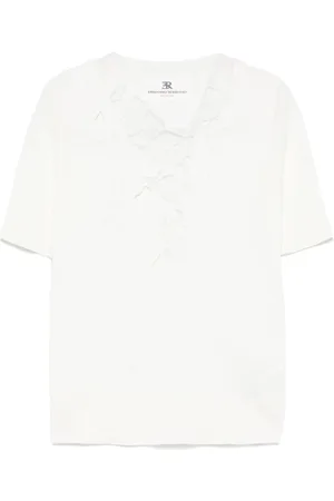ERMANNO SCERVINO Top, Dame, Hvid, S, Hvid Asymmetrisk Hals Top