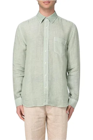 120% Lino Skjorte, Herre, Grøn, XL, Linned, Blåt Linned Langærmet Casual Skjorte
