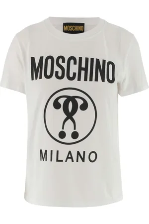 Moschino Top, Dame, Hvid, XS, Bomuld, Hvid T-shirt med dobbelt spørgsmålstegn
