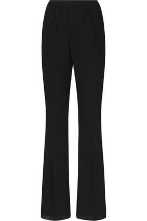 Sportmax Bukser, Dame, Sort, XS, Sorte Flare Bukser med Elastik i Taljen