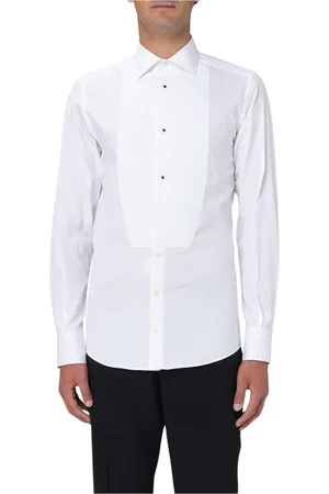 Dolce & Gabbana Skjorte, Herre, Hvid, L, Bomuld, Luksus Plisseret Skjorte