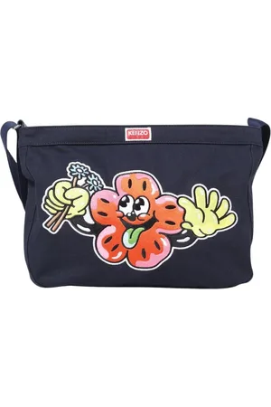 Kenzo Taske, Dame, Blå, ONE SIZE, Uld, Blå Grafisk Canvas Skuldertaske