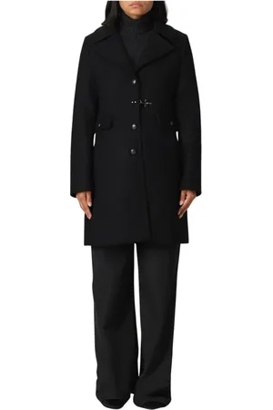 FAY Frakke, Dame, Sort, M, Uld, Elegant Uldfrakke med Funktionelle Knapper