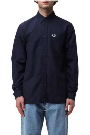 Fred Perry Skjorte, Herre, Blå, M, Bomuld, Navy Langærmet Oxford Skjorte