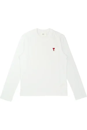 Ami Top, Herre, Hvid, L, Bomuld, Langærmet T-shirt i bomuld