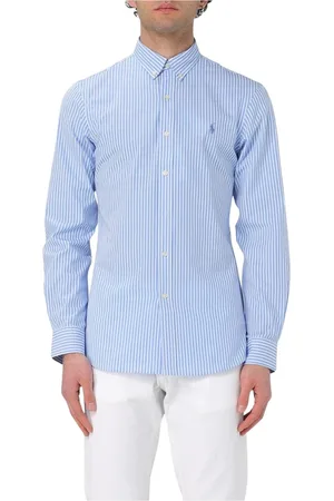 Ralph Lauren Skjorte, Herre, Blå, XL, Bomuld, Stribet langærmet skjorte