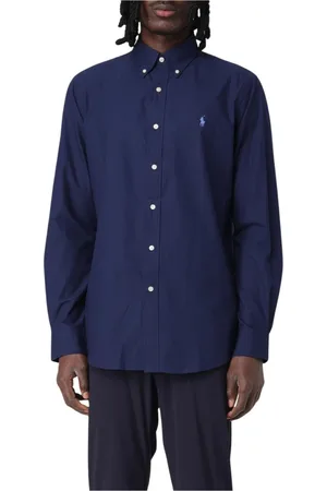Ralph Lauren Skjorte, Herre, Blå, XL, Bomuld, Hvid Bomuld Langærmet Skjorte Mænd