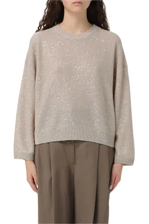 Brunello Cucinelli Strik, Dame, , M, Pailletbesat Cardigan Sweater