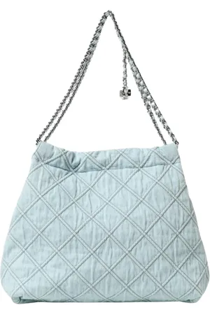 Tory Burch Taske, Dame, Blå, ONE SIZE, Uld, Quiltet Denim Skuldertaske