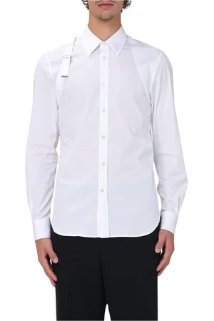 Alexander McQueen Skjorte, Herre, Hvid, XL, Bomuld, Hvid Poplin Skjorte med Strop