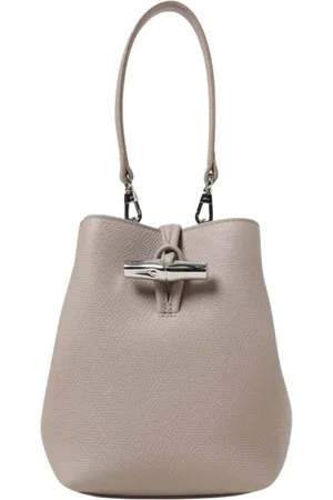 Longchamp Taske, Dame, Grå, ONE SIZE, Uld, Elegant Duegrå Bucket Taske