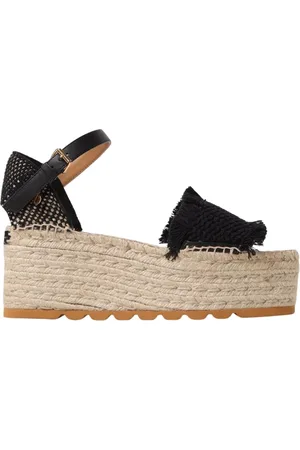 Stella McCartney Sko, Dame, Sort, 37 EU, Læder, Sorte Platform Kile Sandaler