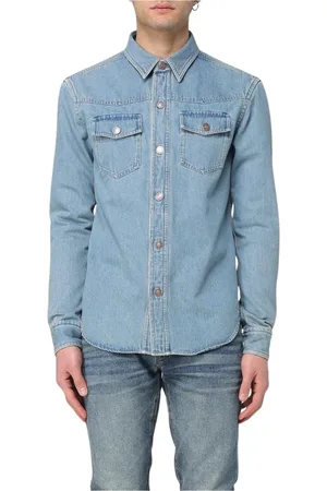 Tom Ford Skjorte, Herre, Blå, L, Denim, Klassisk Denim Langærmet Skjorte