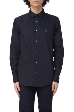 Emporio Armani Skjorte, Herre, Blå, L, Uld, Klassisk Hvid Poplin Skjorte