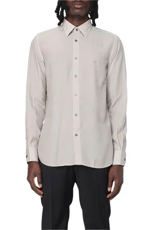 Emporio Armani Skjorte, Herre, Grå, L, Uld, Multifarvet Skjorte til Mænd