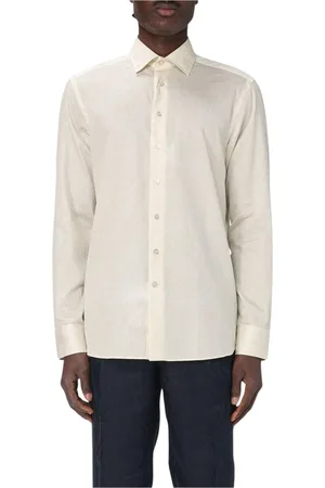 Etro Skjorte, Herre, Hvid, M, Silke Paisley Print Skjorte