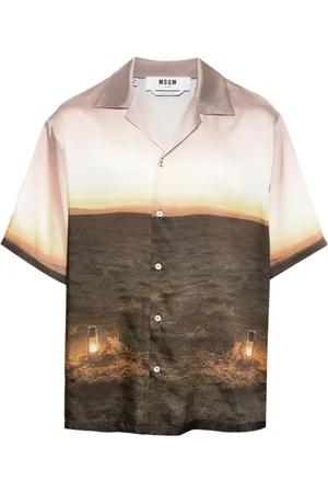 Msgm Skjorte, Herre, Flerfarvet, M, Polyester, Graphic Print Multicolour Skjorte