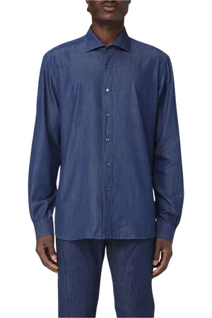 FAY Skjorte, Herre, Blå, XL, Denim, Blå Denim Skjorte