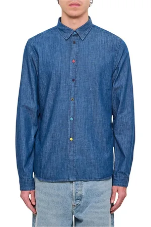 Paul Smith Skjorte, Herre, Blå, M, Denim, Multifarvet Denim Skjorte med Knapper