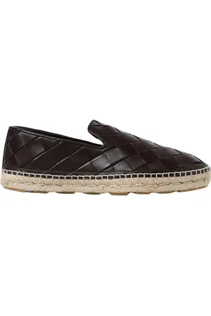 Bottega Veneta Sko, Dame, Sort, 38 EU, Læder, Sort vævet læder slip-on espadrillos
