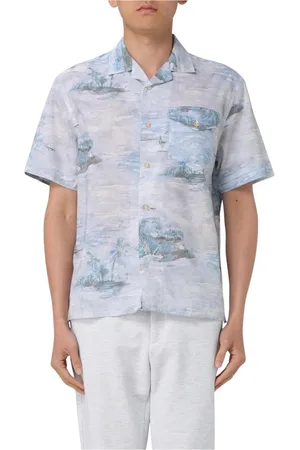ELEVENTY Skjorte, Herre, Flerfarvet, M, Uld, Palm Tree Print Camp Krave Skjorte