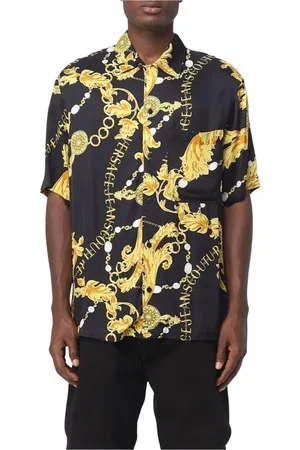 VERSACE Skjorte, Herre, Flerfarvet, M, Barok Print Silkeskjorte til Mænd